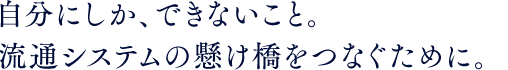 自分にしか、できないこと。流通システムの懸け橋をつなぐために。